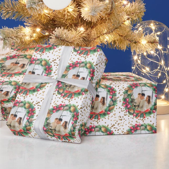 Personalisiertes Foto Weihnachtsschnee Geschenkpapier (Feiertage)