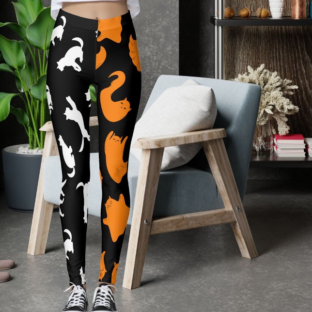 Personalisiertes Foto Weißes Schwarz-Orange-Katzen Leggings (Von Creator hochgeladen)