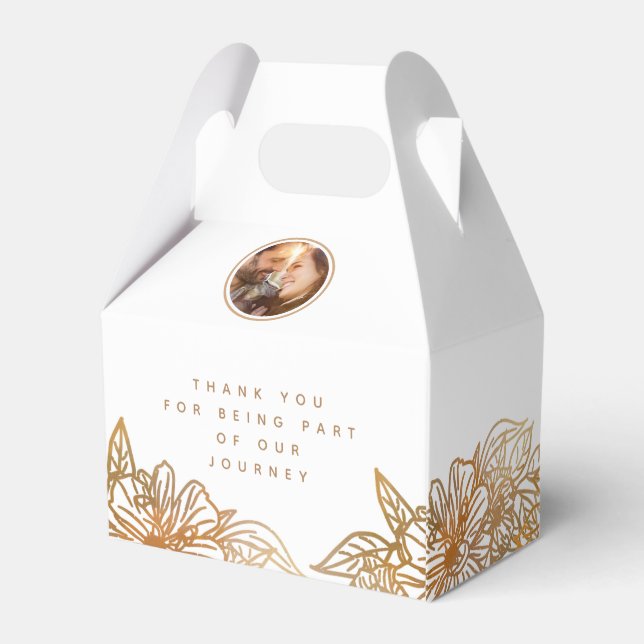 Personalisiertes Foto White Rose Gold Hochzeit Geschenkschachtel (Rückseite)