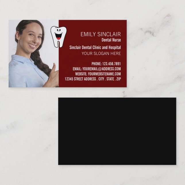 Personalisiertes Foto, Zahnheilkunde, Zahnärzte Visitenkarte (Vorne/Hinten)