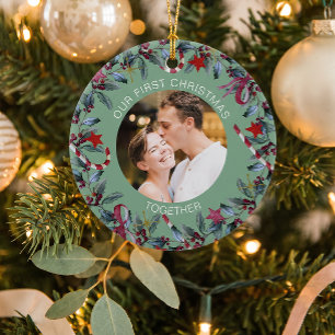 Personalisiertes Foto zum ersten gemeinsamen Weihn Keramik Ornament