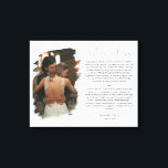 Personalisiertes Foto zum Hochzeitstag Leinwanddruck<br><div class="desc">Modernes und elegantes Design bedruckt Personalisiertes Hochzeitsszenario Foto & Vows Canvas Print,  das mit Ihrem Text angepasst werden kann. Bitte klicken Sie auf den Button "Anpassen" und verwenden Sie unser Design-Tool,  um diese Vorlage zu ändern. Karo im Grafikdesign-Store für andere Produkte,  die diesem Design entsprechen!</div>
