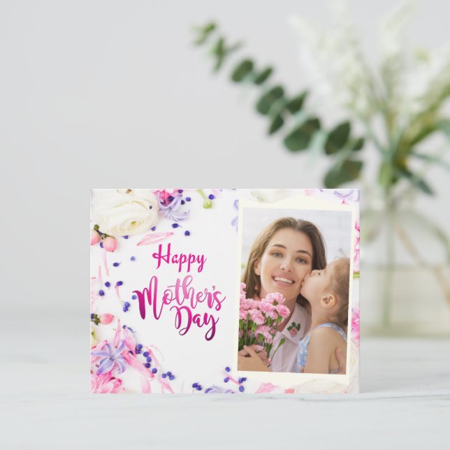 Personalisiertes Foto zum Muttertag Postkarte (Stehend Vorderseite)