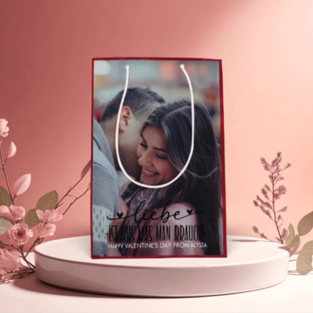 Personalisiertes Foto zum Valentinstag Mittlere Geschenktüte (Von Creator hochgeladen)