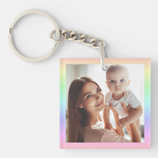 Personalisiertes Foto Zweiseitiger Regenbogen Farb Schlüsselanhänger (Vorderseite)