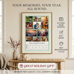 Personalisiertes Fotogedenkkollage 2027 Kalender Poster