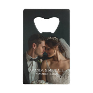 Personalisiertes Fotogeschenk mit Namen und Hochze Geldbeutel Flaschenöffner