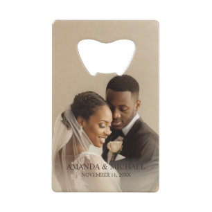Personalisiertes Fotogeschenk mit Namen und Hochze Geldbeutel Flaschenöffner