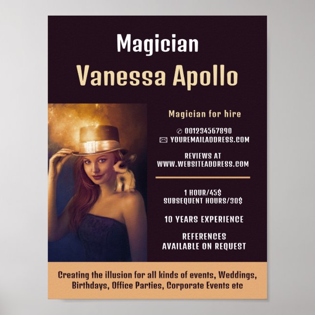 Personalisiertes Fotograf, Magierwerbung Poster (Vorne)