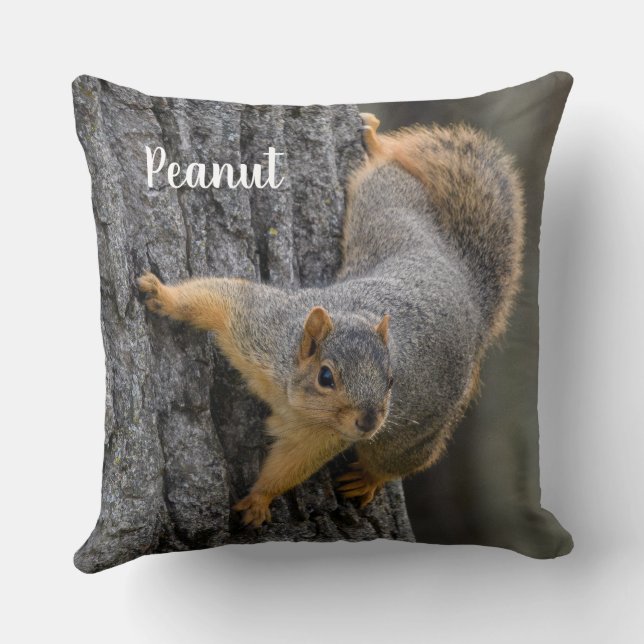 Personalisiertes Fox-Eichhörnchen auf einem Baum Kissen (Rückseite)