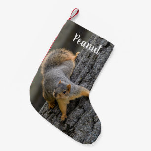 Personalisiertes Fox-Eichhörnchen auf einem Baum Kleiner Weihnachtsstrumpf