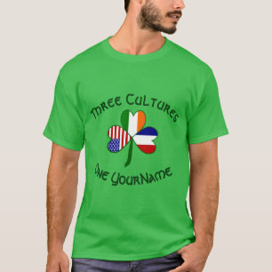 Personalisiertes Frankreich Irland USA Shamrock He T-Shirt