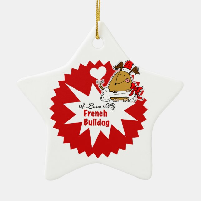Personalisiertes Französisch+Bulldog Keepake Ornam Keramikornament (Vorne)