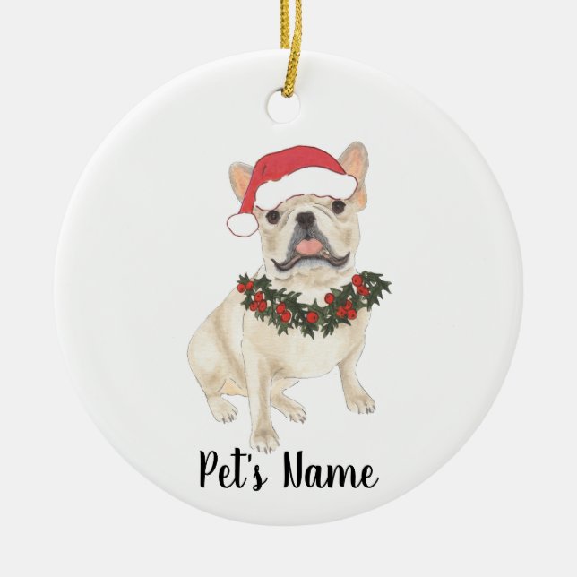 Personalisiertes Französisch (Fawn Tan Cream) Keramik Ornament (Vorne)
