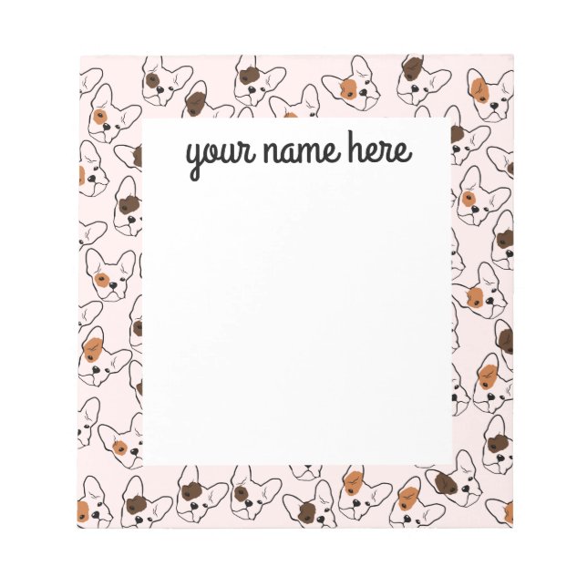 Personalisiertes Französisches Bulldog Notepad Notizblock (Vorderseite)