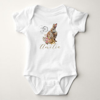 Personalisiertes französisches Vintages Kaninchen Baby Strampler
