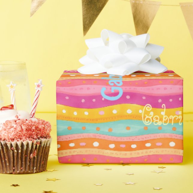 Personalisiertes, freudvolles Watercolor-Wrapping- Geschenkpapier (Geburtstagsparty)