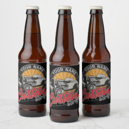 Personalisiertes Frisierte Auto Garage Retro Custo Bierflaschenetikett