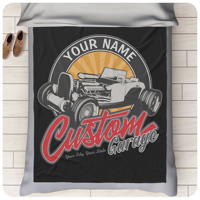 Personalisiertes Frisierte Auto Garage Retro Custo Fleecedecke (Von Creator hochgeladen)