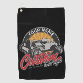 Personalisiertes Frisierte Auto Garage Retro Custo Golfhandtuch