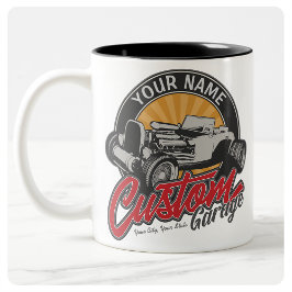 Personalisiertes Frisierte Auto Garage Retro Custo Zweifarbige Tasse
