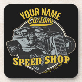 Personalisiertes Frisierte Auto Speed Shop Renngar Getränkeuntersetzer