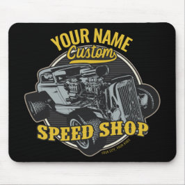 Personalisiertes Frisierte Auto Speed Shop Renngar Mousepad