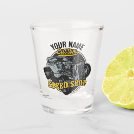 Personalisiertes Frisierte Auto Speed Shop Renngar Schnapsglas