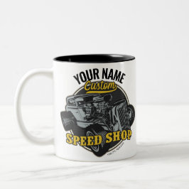 Personalisiertes Frisierte Auto Speed Shop Renngar Zweifarbige Tasse