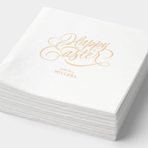 Personalisiertes Frohe Ostern Elegante Typografie Servietten Mit Folie