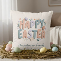 Personalisiertes Frohe Ostern Familienkissen