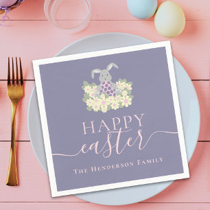 Personalisiertes Frohe Ostern Süßer Hase Floral Li Serviette