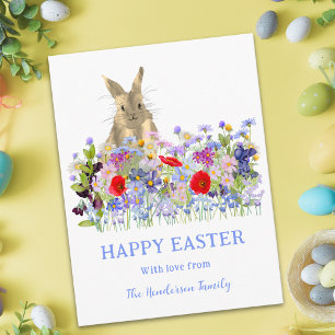 Personalisiertes Frohe Ostern Süßer Hase Wilde Blu Feiertagspostkarte