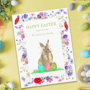 Personalisiertes Frohe Ostern Süßes Kaninchen Flor Feiertagspostkarte