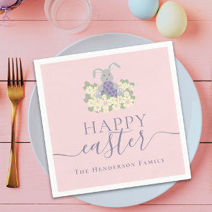 Personalisiertes Frohe Ostern Süßes Kaninchen Flor Serviette