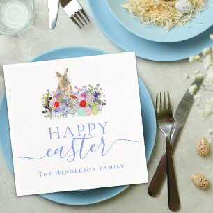 Personalisiertes Frohe Ostern Süßes Kaninchen Wild Serviette