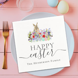 Personalisiertes Frohe Ostern Süßes Kaninchen Wild Serviette