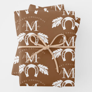 Personalisiertes Frohe Weihnachten Cowboy Mädchen Geschenkpapier Set