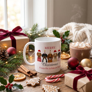 Personalisiertes Frohe Weihnachten Dachshund-Famil Kaffeetasse