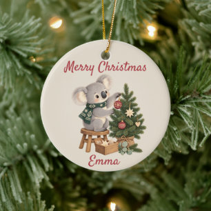 Personalisiertes Frohe Weihnachten Koala für Kinde Keramik Ornament
