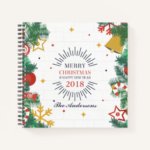 Personalisiertes frohe Weihnachten & Neues Jahr Gä Notizbuch