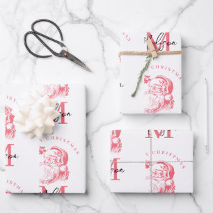 Personalisiertes Frohe Weihnachten Rosa Weihnachts Geschenkpapier Set