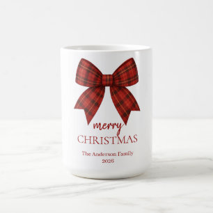 Personalisiertes Frohe Weihnachten Rot karierter Kaffeetasse