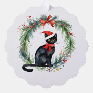 Personalisiertes Frohe Weihnachten Schwarze Katze Ornament Karte