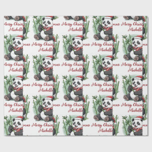 Personalisiertes Frohe Weihnachten Süßer Panda Bär Geschenkpapier