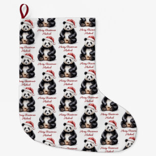 Personalisiertes Frohe Weihnachten Süßer Panda Bär Großer Weihnachtsstrumpf