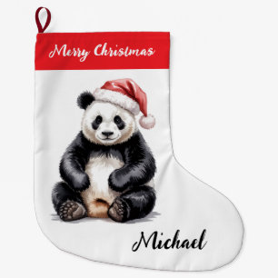 Personalisiertes Frohe Weihnachten Süßer Panda Bär Großer Weihnachtsstrumpf