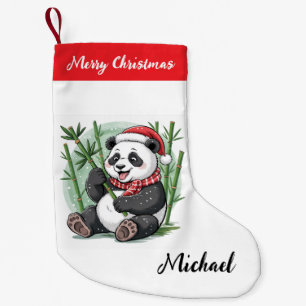 Personalisiertes Frohe Weihnachten Süßer Panda Bär Kleiner Weihnachtsstrumpf