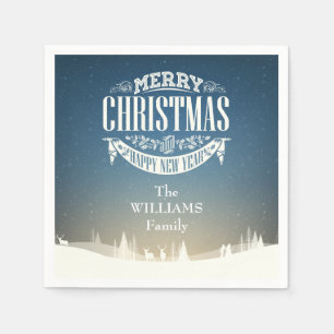 Personalisiertes Frohe Weihnachten Winter-Schneesz Serviette