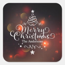 Personalisiertes Frohe Weihnachtsbaum-Sticker-Sieg Quadratischer Aufkleber